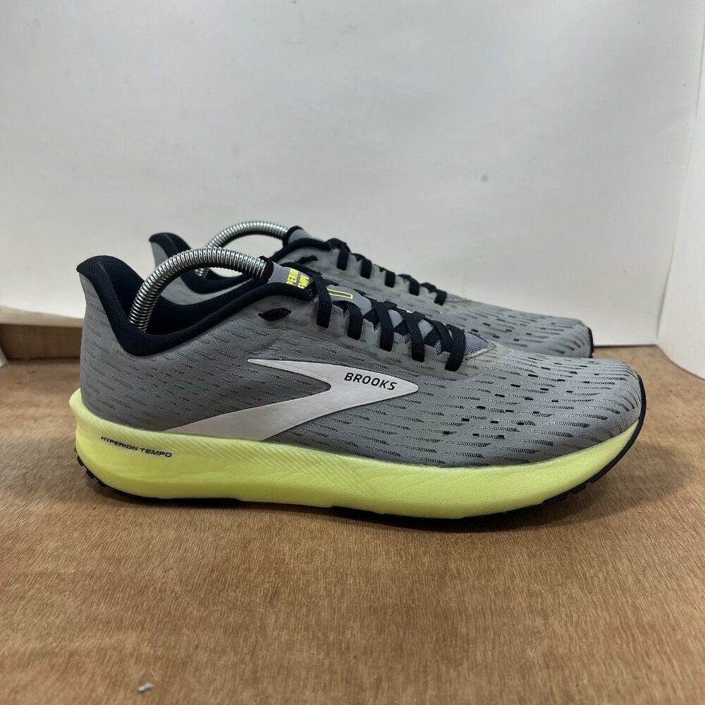 Brooks Hyperion Tempo Mens 9 Grey Green Running Shoes Sneakers 1103391D170